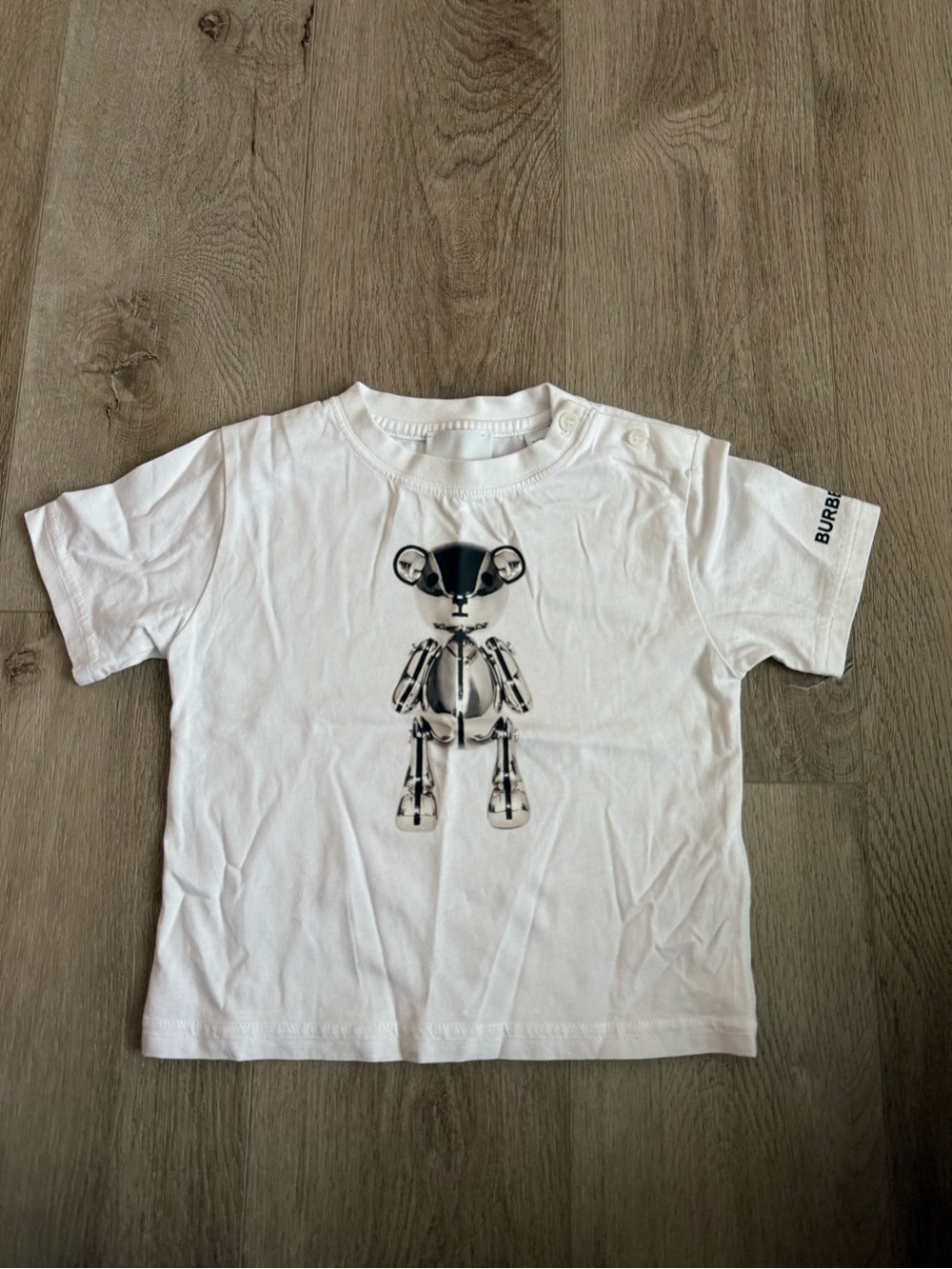 Burberry White Kids' Metallic Bear Graphic Tee
